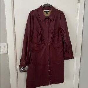 Eloquii Red Long Sleeve Notched Collar Dress